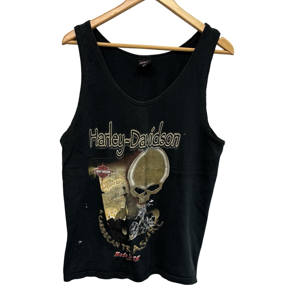 VTG Harley-Davidson Skull Graphic Tank Top B.H. St. Thomas Virgin Islands MD